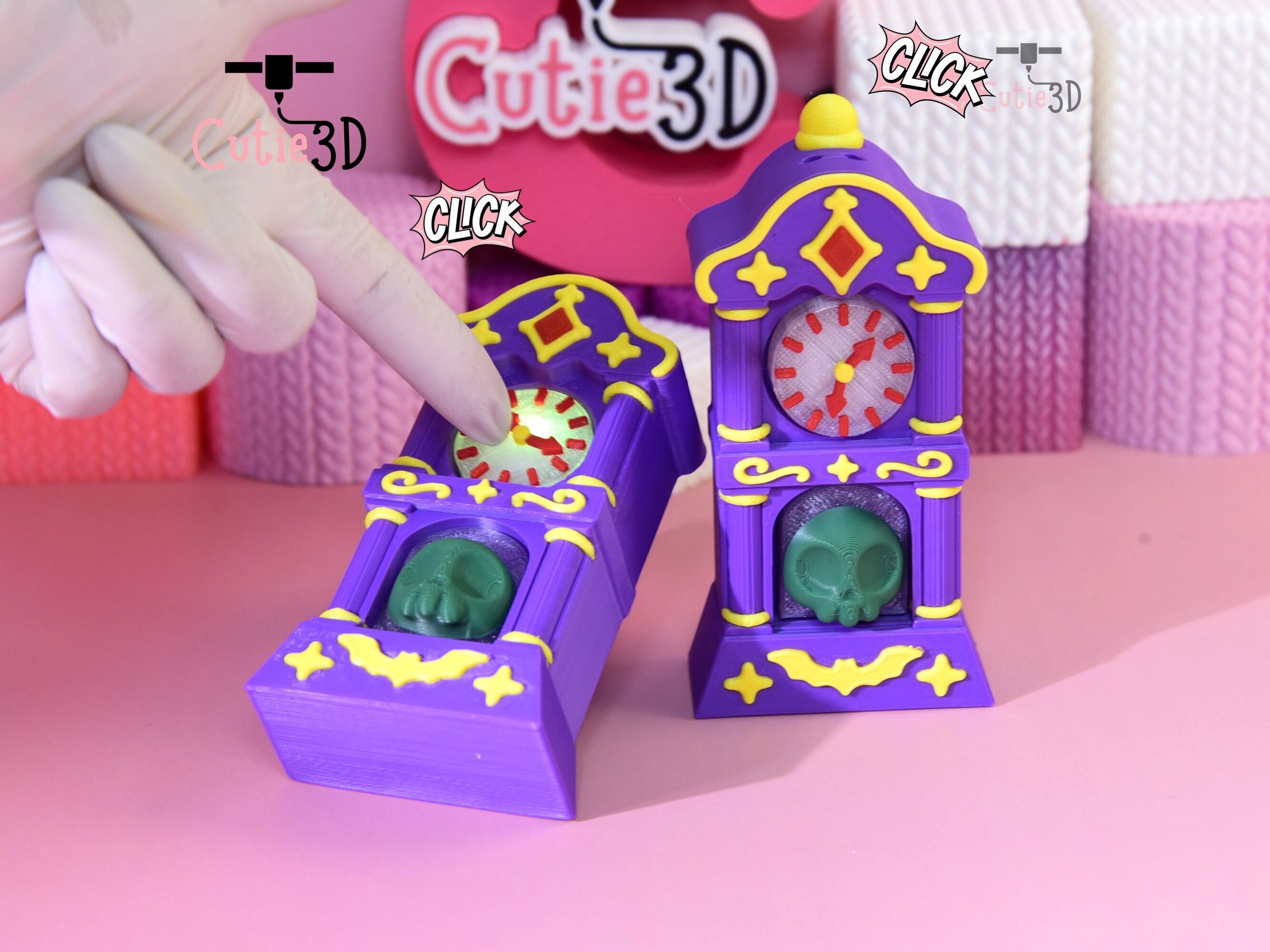 🎃 Cutie3D Halloween Haunted Clock Fidget Led Clicker Keychain